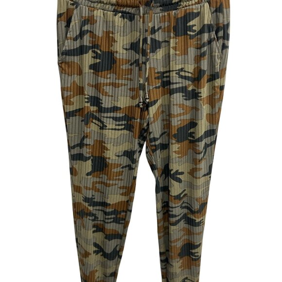 Hot Kiss Elastic Waist Drawstring Casual Camo Ribbed Jogger Pants Sz Large Comfy - Picture 1 of 11